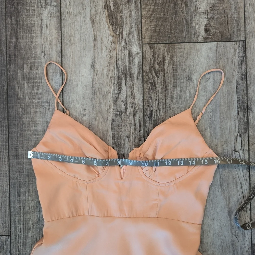 Here Comes The Sun Peach Sleeveless Spaghetti Strap Slip Dress Size Medium - Picture 8 of 11